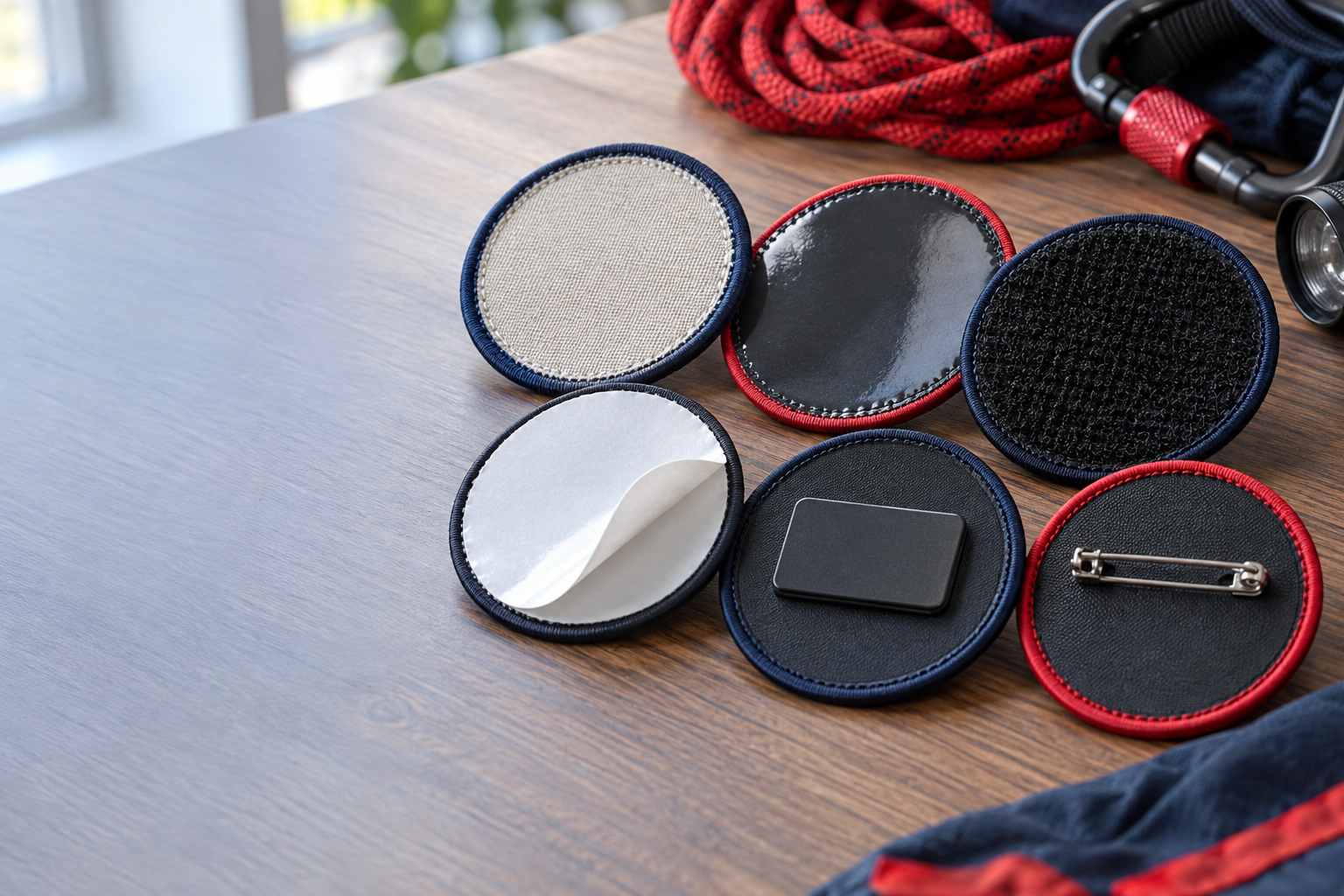 Backing and size examples for custom PVC patches Chicago rescue teams can use on approved jackets and equipment bags