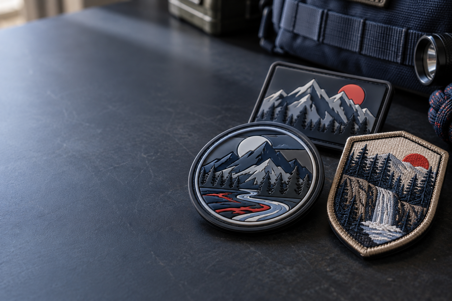 Sizing and backing layout for custom PVC patches New York tactical teams can use on uniform panels and gear bags