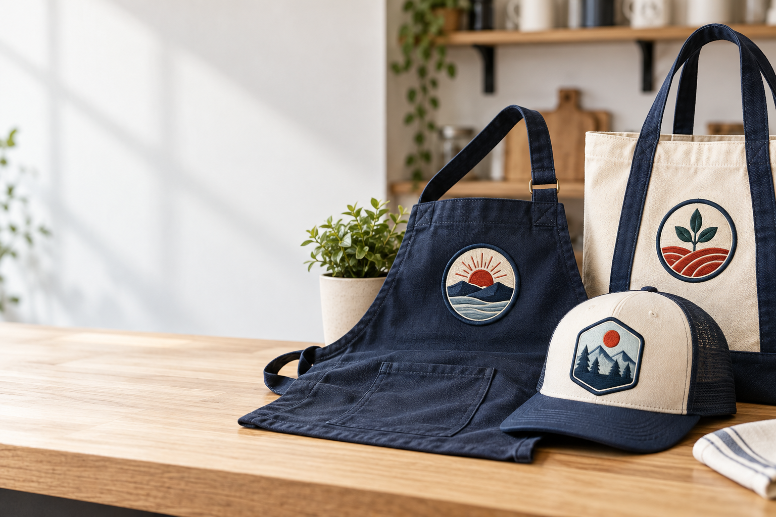 Design and backing comparison for custom embroidered patches Los Angeles small businesses use on caps, aprons, and work jackets
