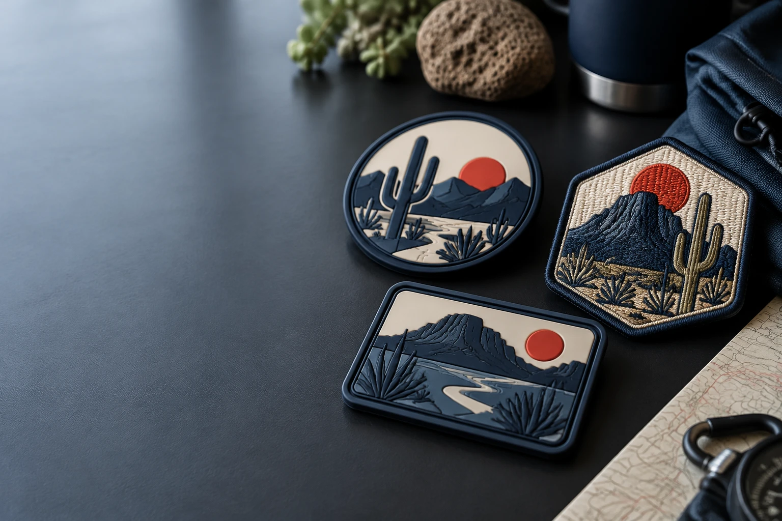 Specification layout for custom PVC patches Phoenix outdoor brands can use on caps and backpack loop panels