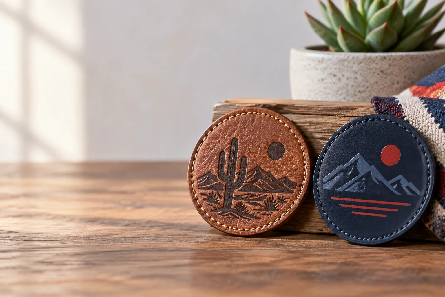 Sizing and backing comparison for custom leather patches Phoenix hat brands and teams can order