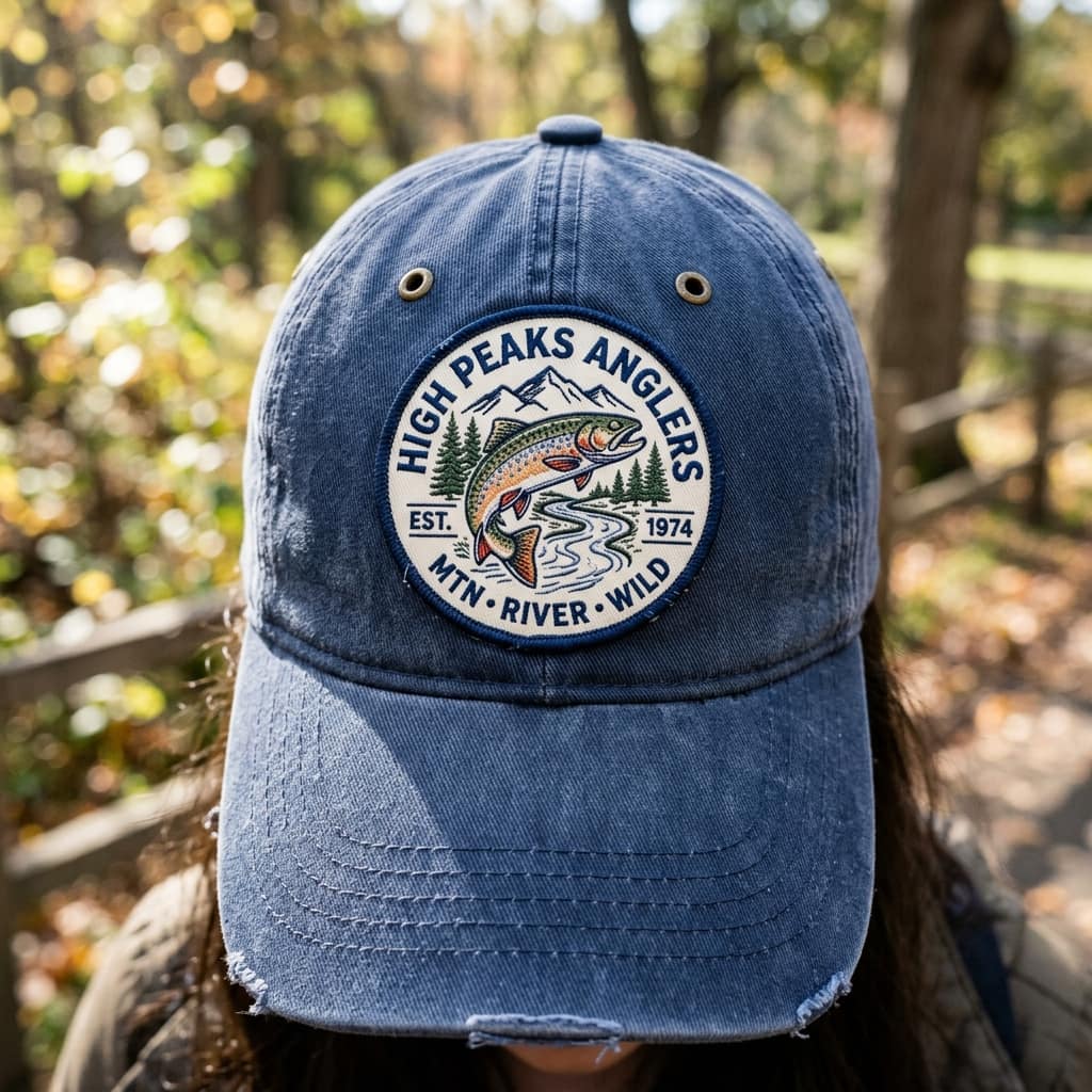 Custom woven patch sample on a cap